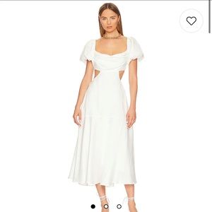 ASTR the label puff sleeve midi dress- shortened